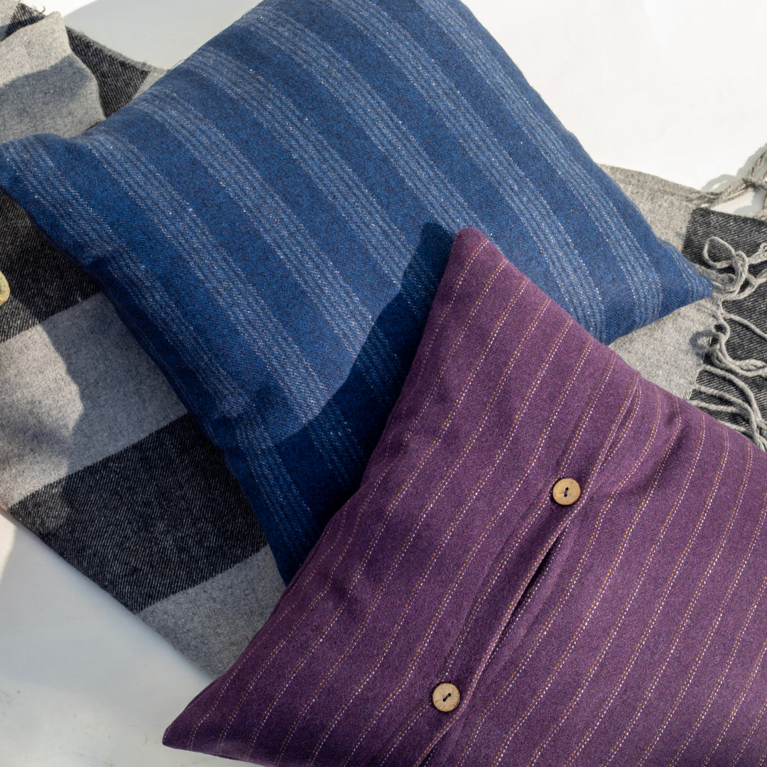 Blue Orchid striped cushion covers