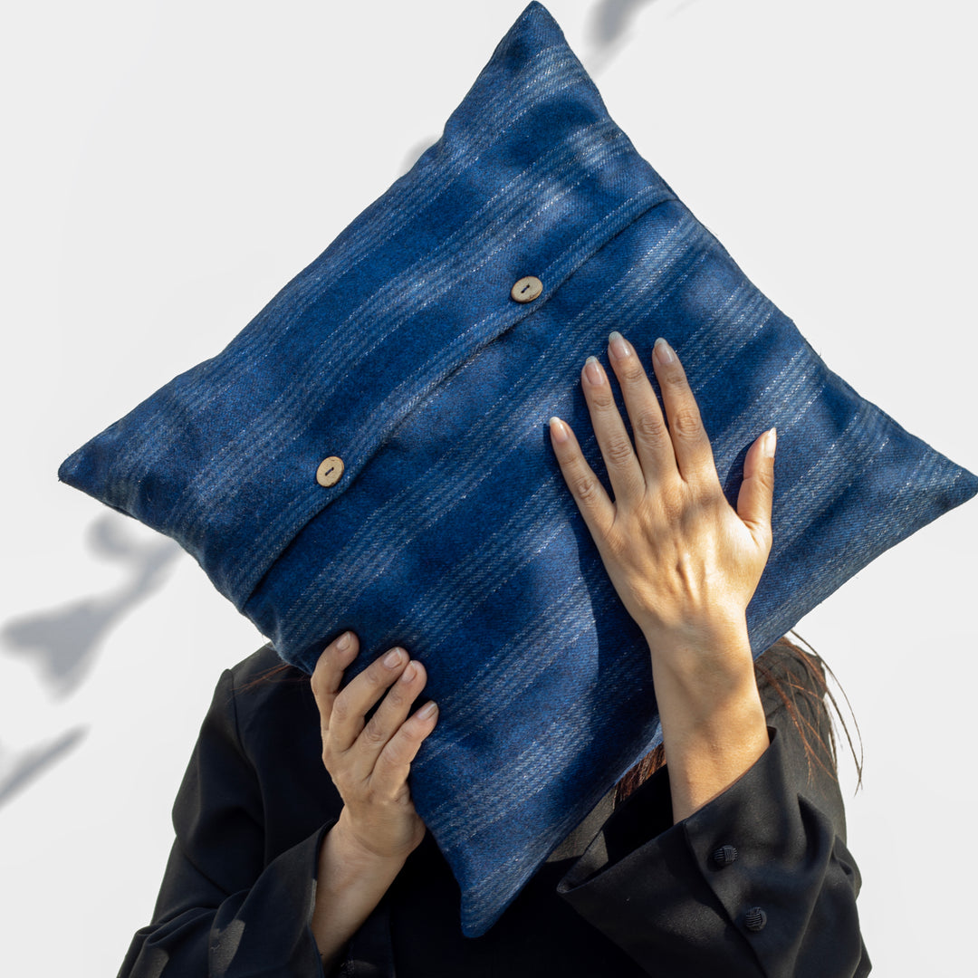 Blue Orchid striped cushion covers